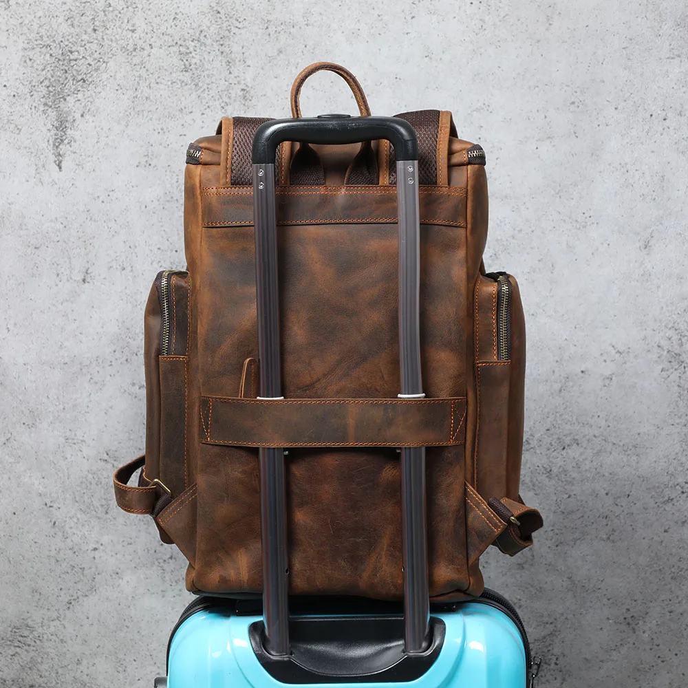 S.WORKER Vintage Echtleder-Rucksack Laptop-Tasche Casual Crazy-Horse-Leder Schultasche Outdoor-Reise-Weekender-Tasche – Detail 17