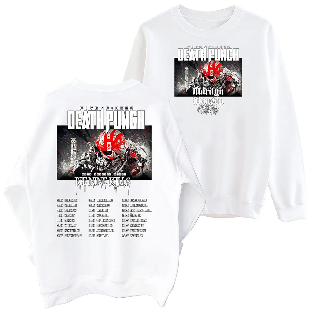 Five Finger Death Punch 2024 Sweatshirt Harajuku Round Neck Long Sleeve Oversized Tops Fans Gift Tops