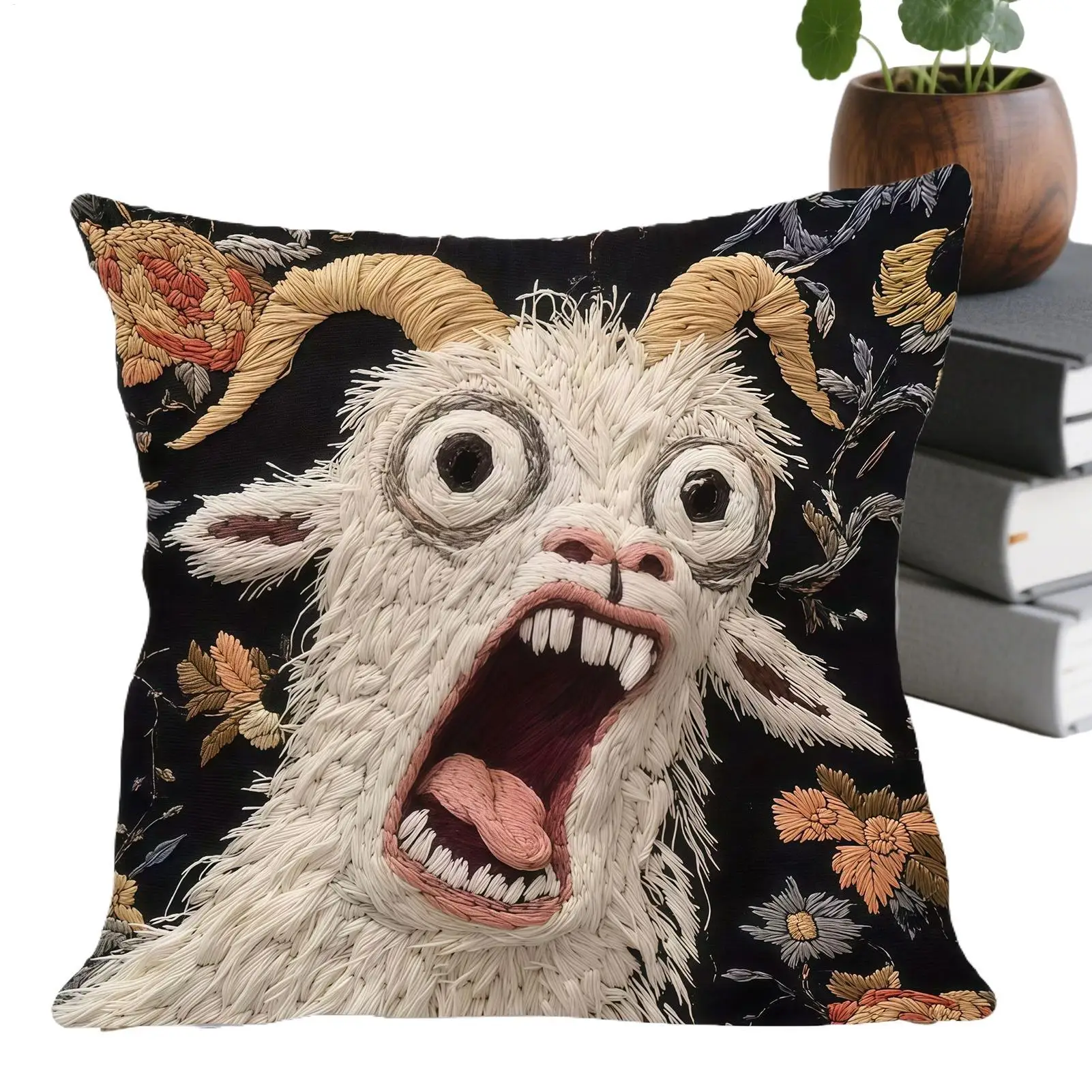 Screaming Goat Kissenbezug, weicher Schutz, dekorativer Kissenbezug, Couch-Heimdekoration für Wohnzimmer, Sofa, Party, 45 x 45 cm