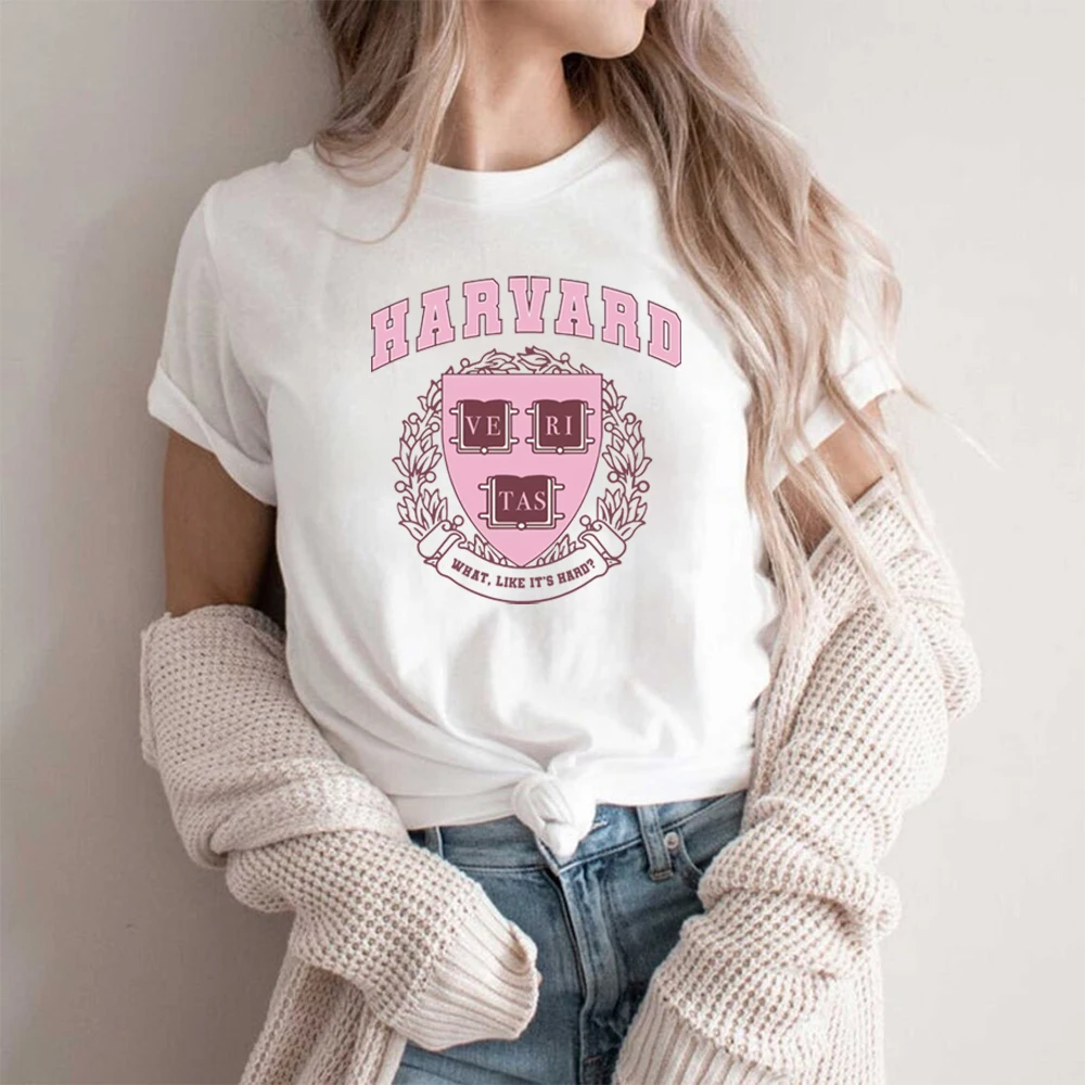 Camiseta rubia legalmente de Harvard, camiseta divertida con Collage universitario, camiseta gráfica Kawaii inspirada en programa de televisión, Top Harajuku