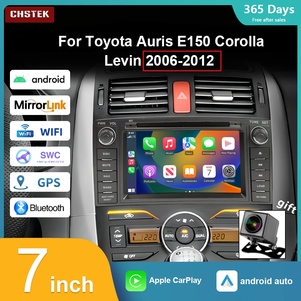 Car Radio 12G+256G Android 13 For Toyota Auris E150 Corolla Levin 2006-2012 Carplay Navigation Stereo Bluetooth WIFI GPS player