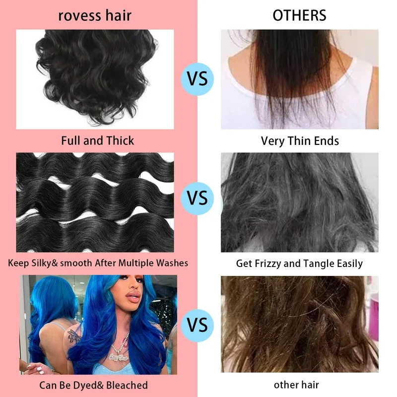 12A vague de corps paquet de cheveux humains 24 26 28 30 pouces 100% cheveux humains non transformés Double trame Remy noir naturel