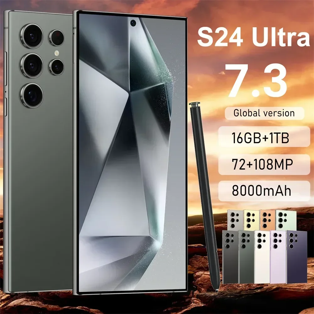 Oryginalny S24 Ultra Smartphone 7.3 \'\'5G Snapdragon 8 Gen 3 16GB + 1TB telefony komórkowe telefon komórkowy odblokowany telefon Android 14