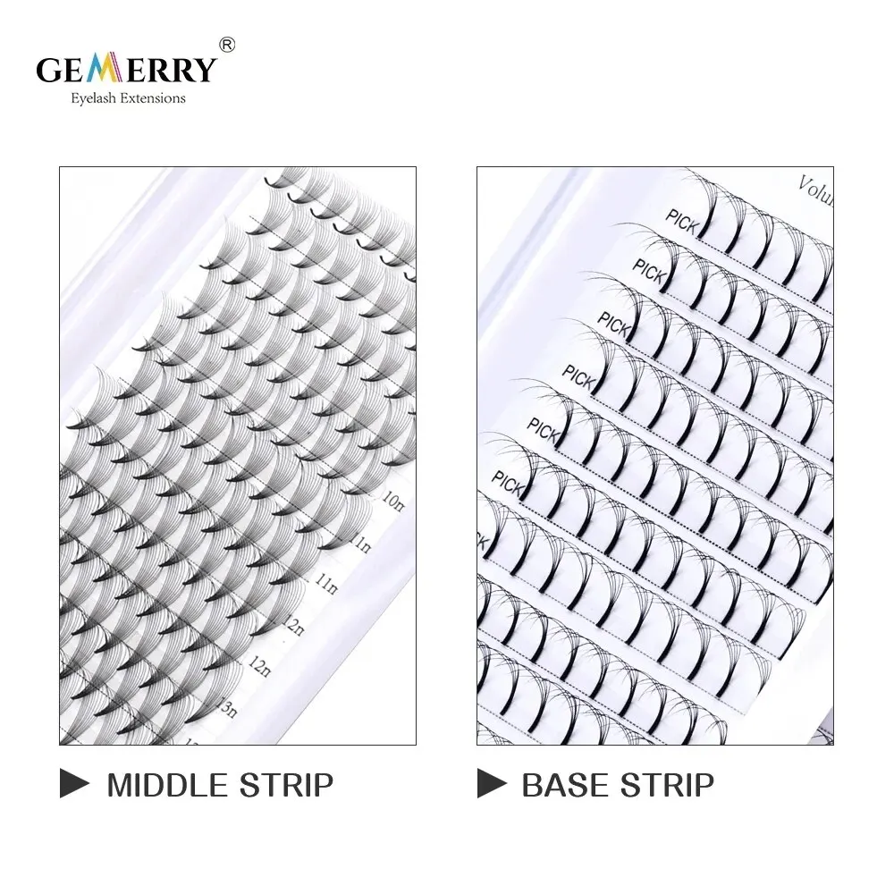 Gemerry Premade Volume Fans Lashes 3D/5D/6D/10D/16D Short Stem Eyelash Extensions Bunches Russian Volume Fake Eyelashes Clust