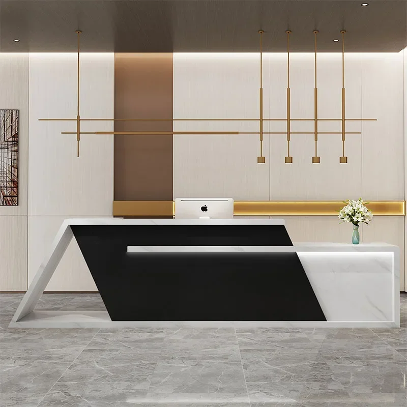 منبر فاخر مكتب مكتب الاستقبال مكتب حديث منصة خشبية تسجيل متجر مكافحة بار التنفيذي Mostrador الأثاث العصري #3