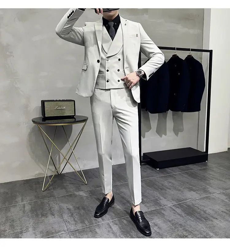 2-B14 High-end commuter handsome casual small suit formal dress jacket British slim business suit for men