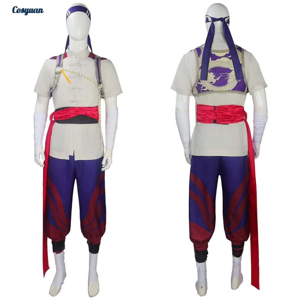 

Game Mortal Kombat 2 Cosplay Fire God Liu Kang Clothes Men Party Disguise Roleplay Male Halloween Costume Carnival Outfits Suits