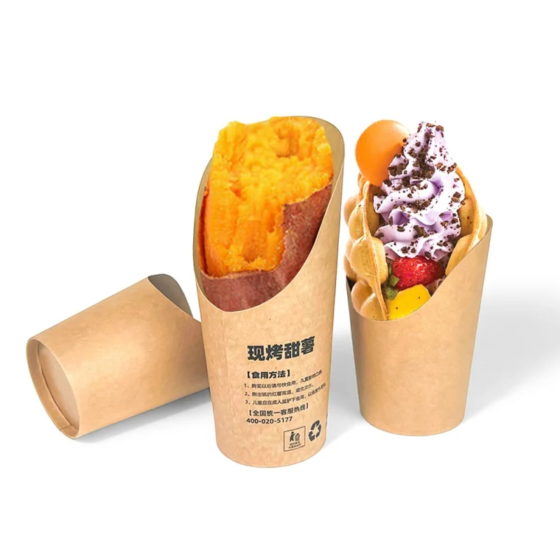 Descartável Take Away Paper Container, French Fries Cup, Snack Box, produto personalizado