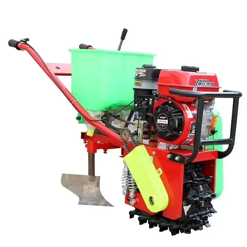 Agricultural gasoline small chain-rail topdressing micro-cultivator single-wheel tiller hoe crawler ditch opener