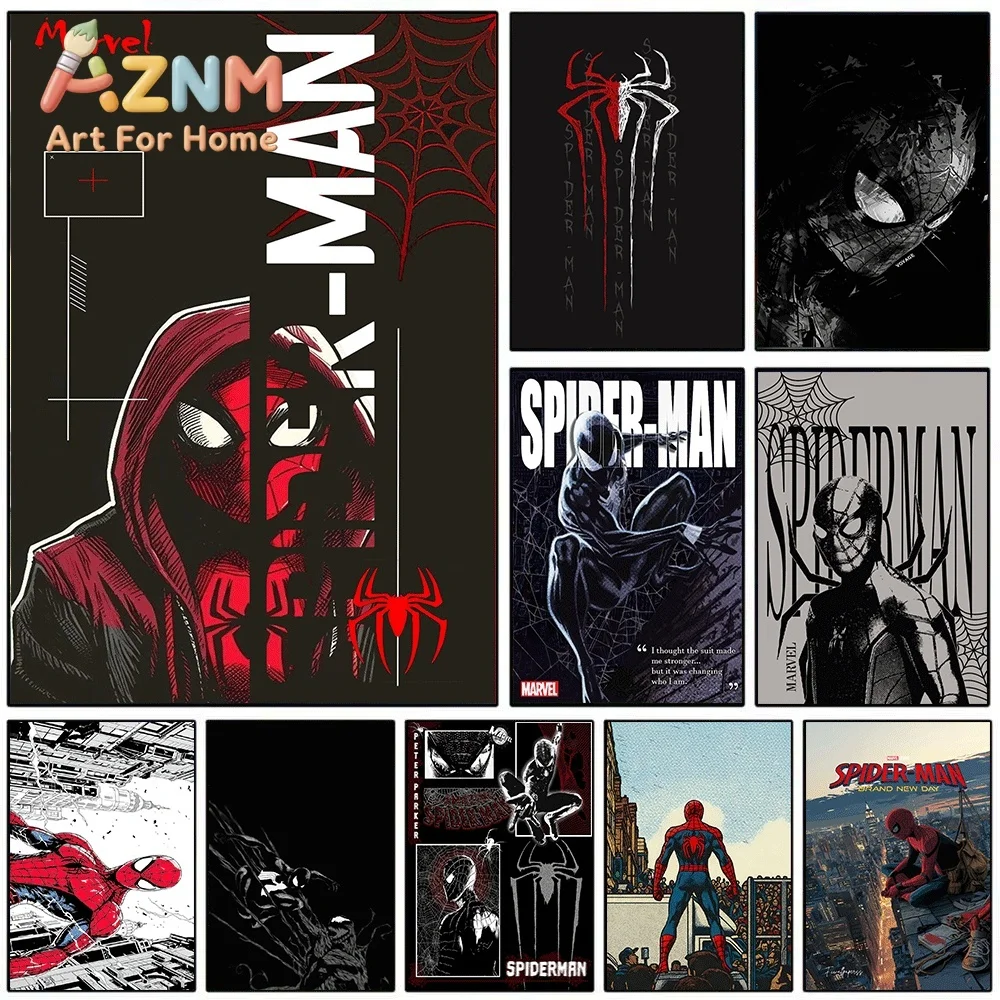 Spider Man Miles Morales Hoodie Comic Panel Art Marvel Superhero Canvas Wall Art No Frame Canvas Painting Poster Home Bedroom