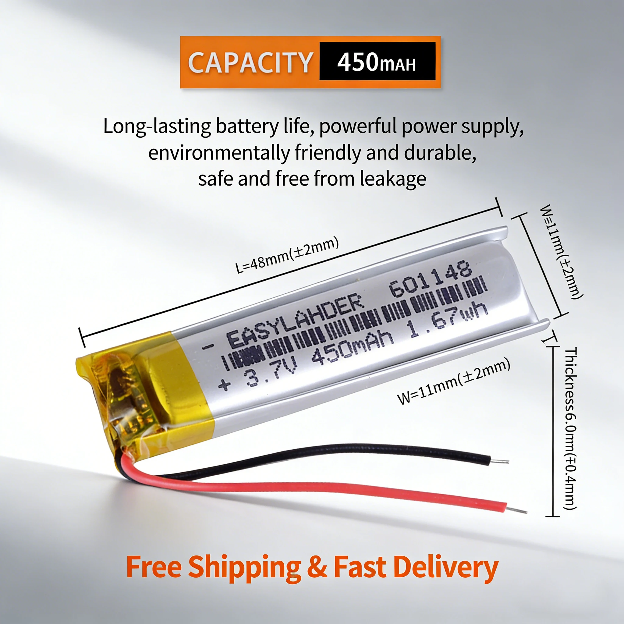 

601148 Replacement Battery for R.A.T.9 Wireless Mouse, 3.7V 450mAh Li-Po Rechargeable Cell