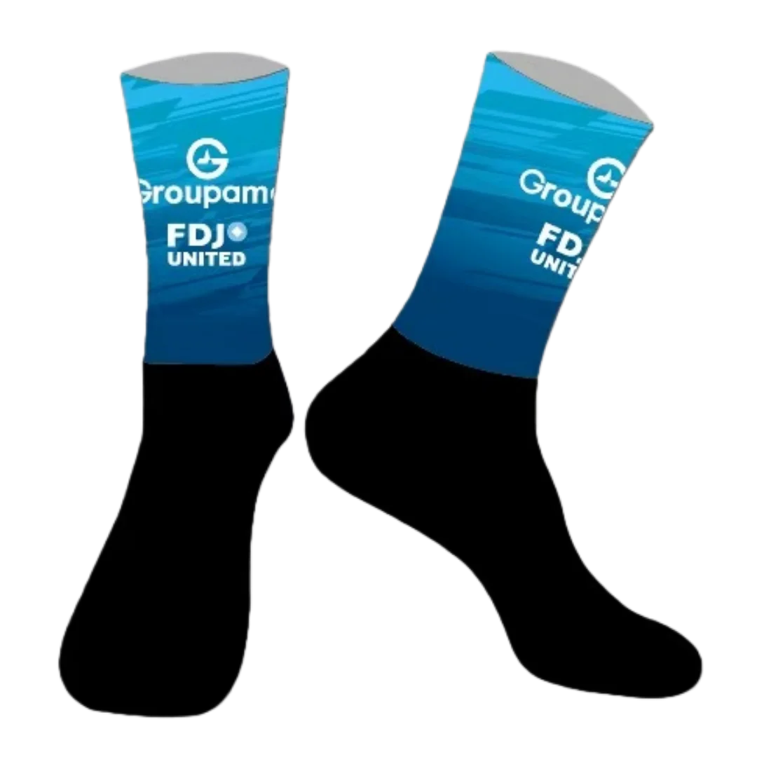 

LASER CUT ONE PAIR 2026 Groupama Fdj TEAM Cycling Socks Antislip Bike Bicycle Racing MITI Breathable Men and Women