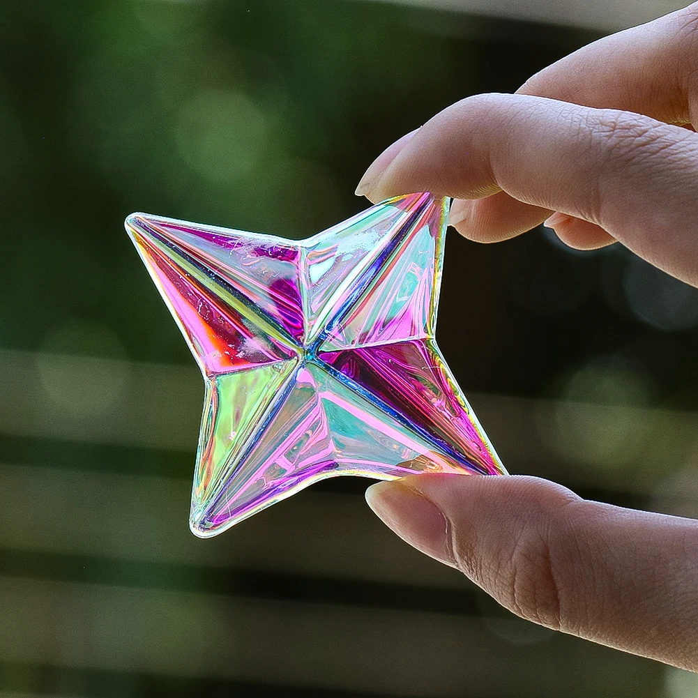 6cm Southern Dipper Doji Star Crystal Prism DIY Sunlight Collector Refracting Centerpiece Aurora Garden Courtyard Party Decor