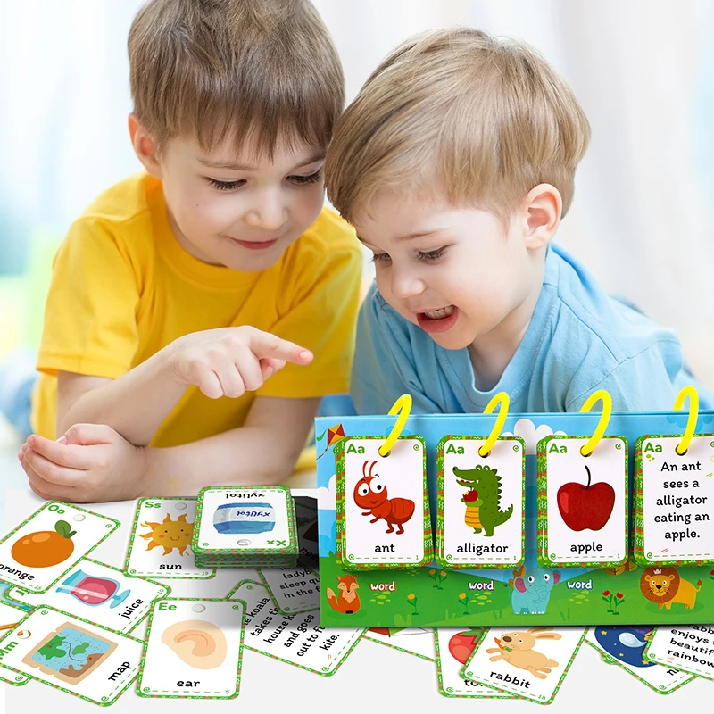 Kid Word Fiszki Flip Chart Word Builder Sight Words Desktop Flash Cards Nauka matematyki Alfabet Kształt Poznawcza zabawka edukacyjna