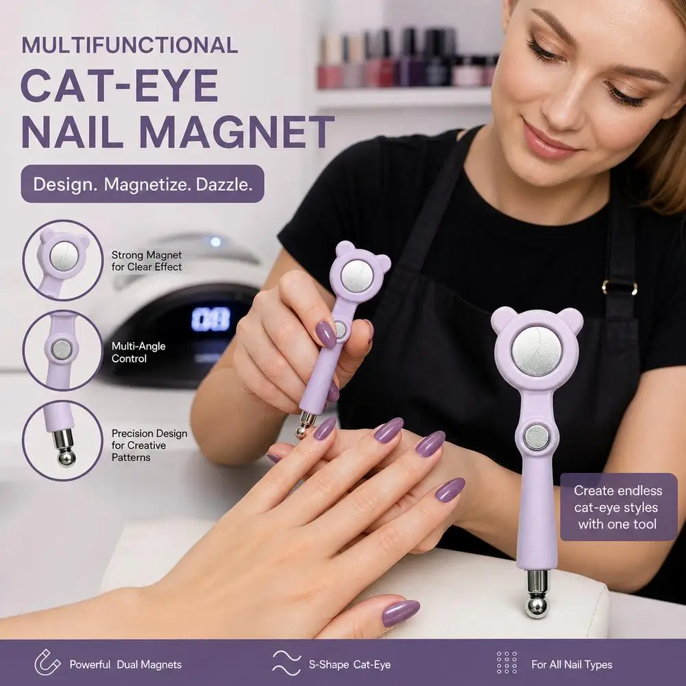 1pcs Cat Eye Nail Magnet Tool Multi‑Function Halo Cat Eye Magnetic Stick For Cat Eye Gel Polish Manicure Nail Art Salon DIY Tool