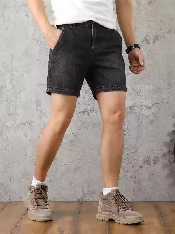 

Retro American Washed Denim Shorts Men's Workwear Trendy Brand Summer Thin Four-Fifths Slim Fit Mid-Length Shorts