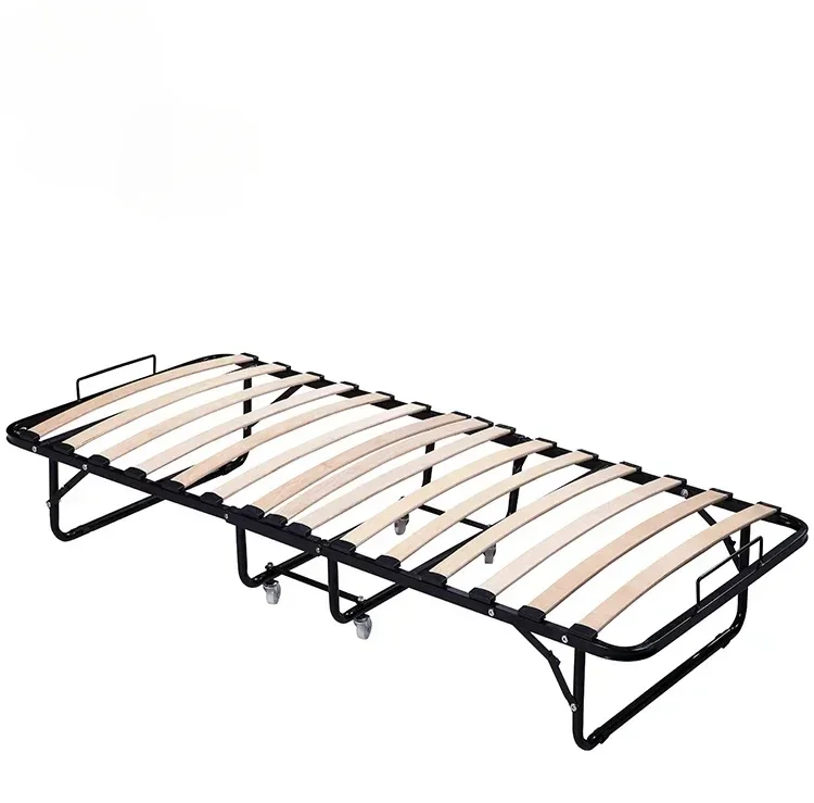 Portable Single Folding Metal Travel Bed Frame, White Iron Frame, Wholesale Cama