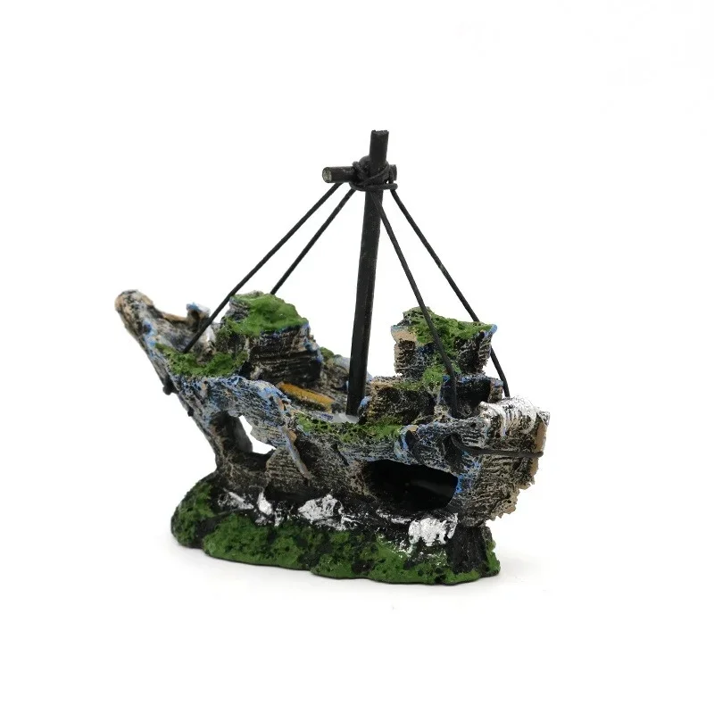 Aquarium Fish Tank Landscape Pirate Ship Wreck Ship Decor Resin Boat Ornament Aquarium Accessories Resin Carrier Decoration