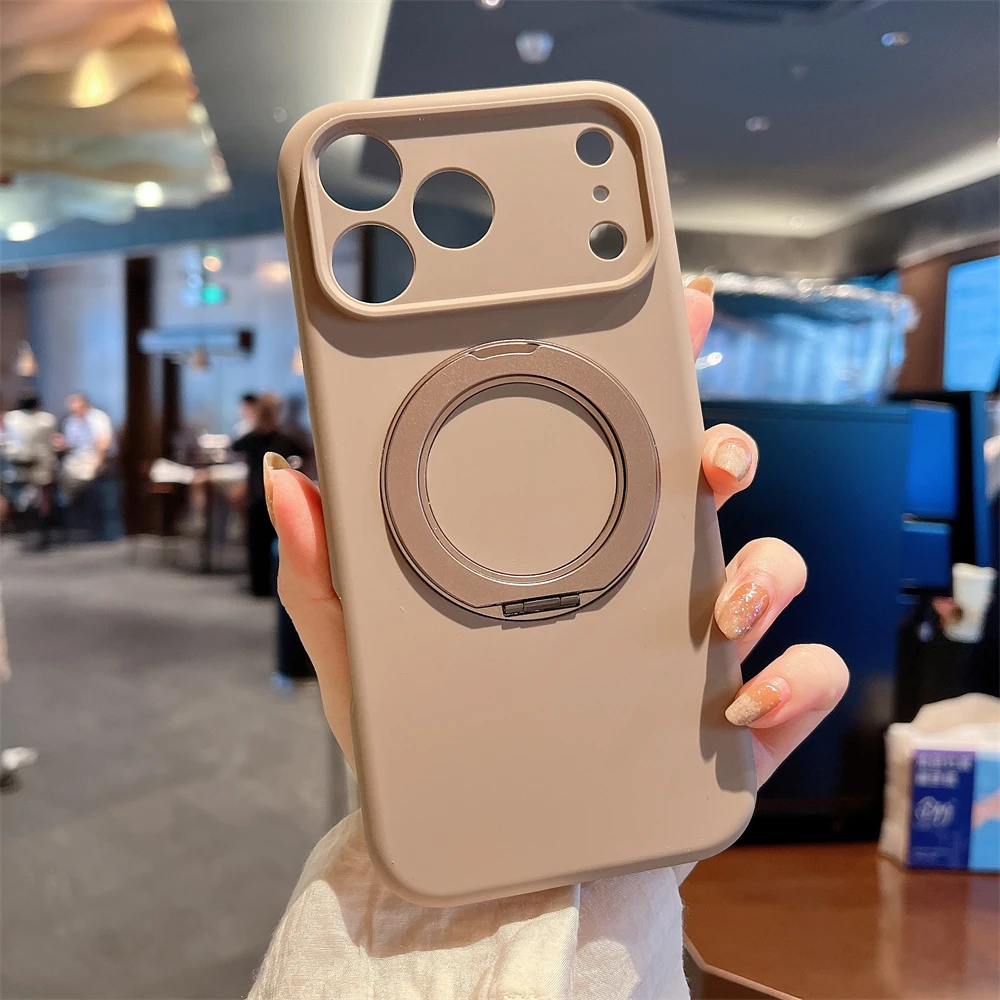 

Простой жидкий силиконовый чехол INS ярких цветов для iPhone 17 Pro Max Air 16 15 14, магнитный поворотный кронштейн с объективом, полная задняя крышка