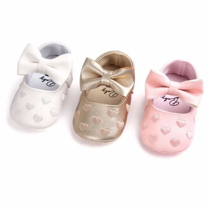 Newborn Baby Girl Bowknot Moccasins Soft Sole Crib Shoes Anti-slip Prewalker Solid Color Shoes