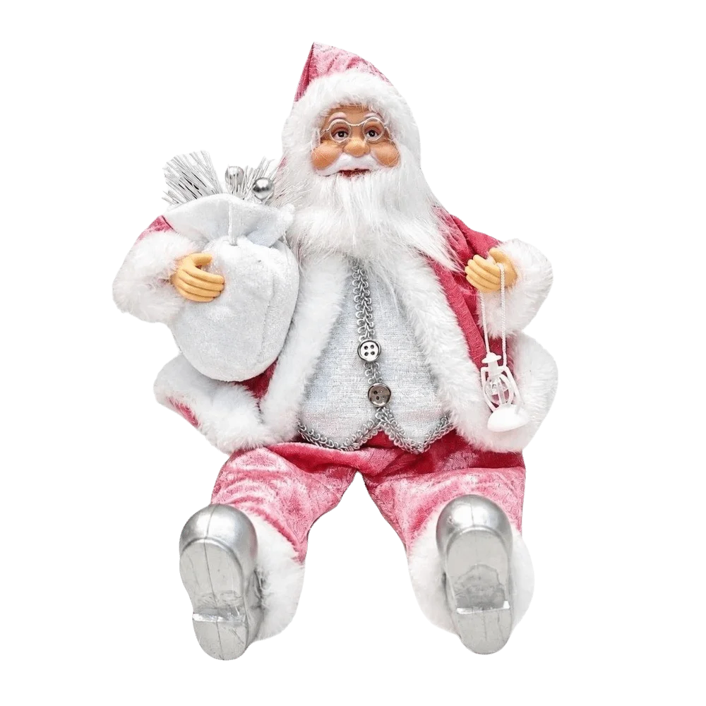 12 Inch Sitting Santa Claus Statue Figurine Home Ornaments Santa Claus Doll Window Display Christmas Decorations