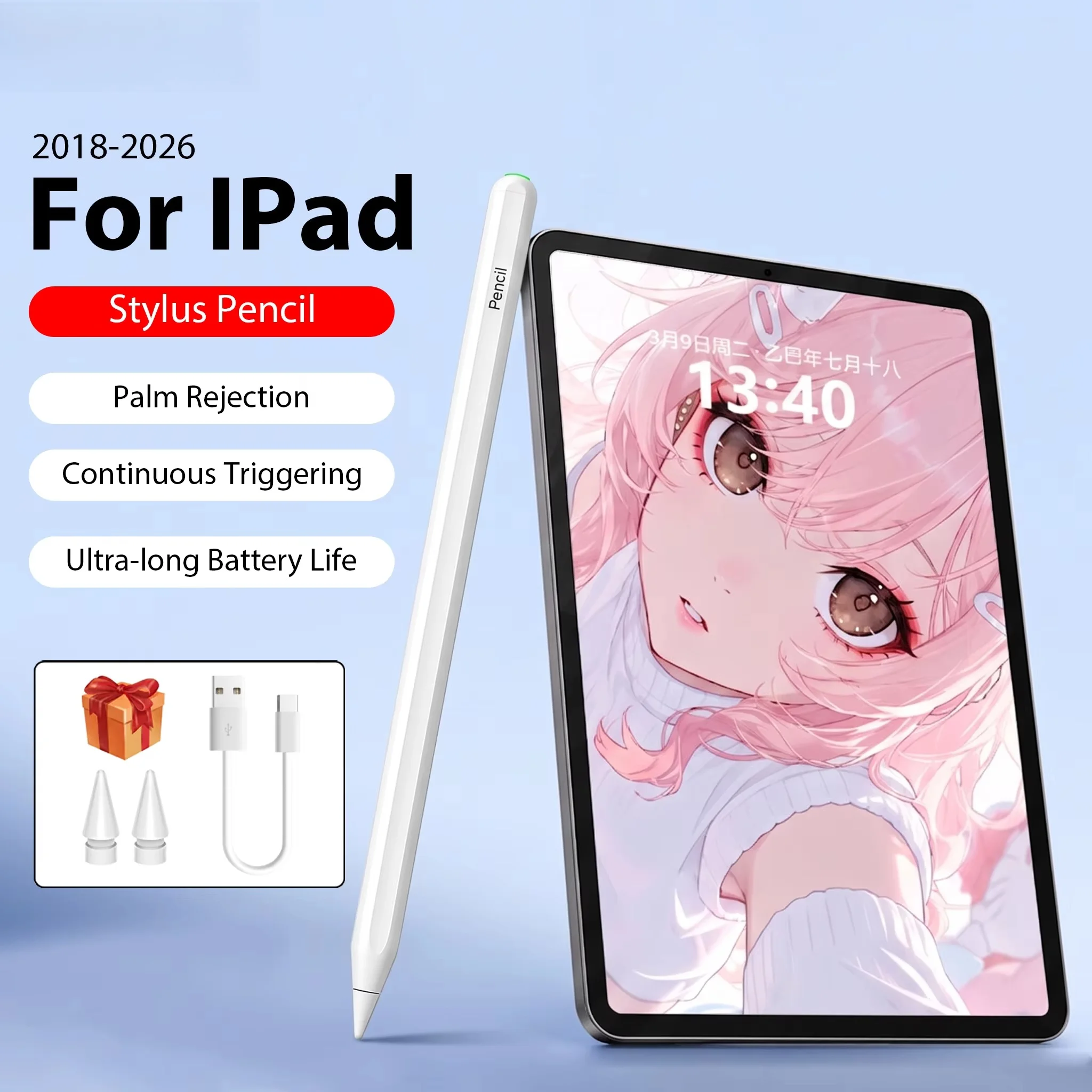 For Apple Pencil For iPad Air 11 M2 M3 M4 A16 11th Stylus Pen Pro 12.9 13 M5 Air 6 5 4 10th 9 Generation Mini 7 10.2 Accessories