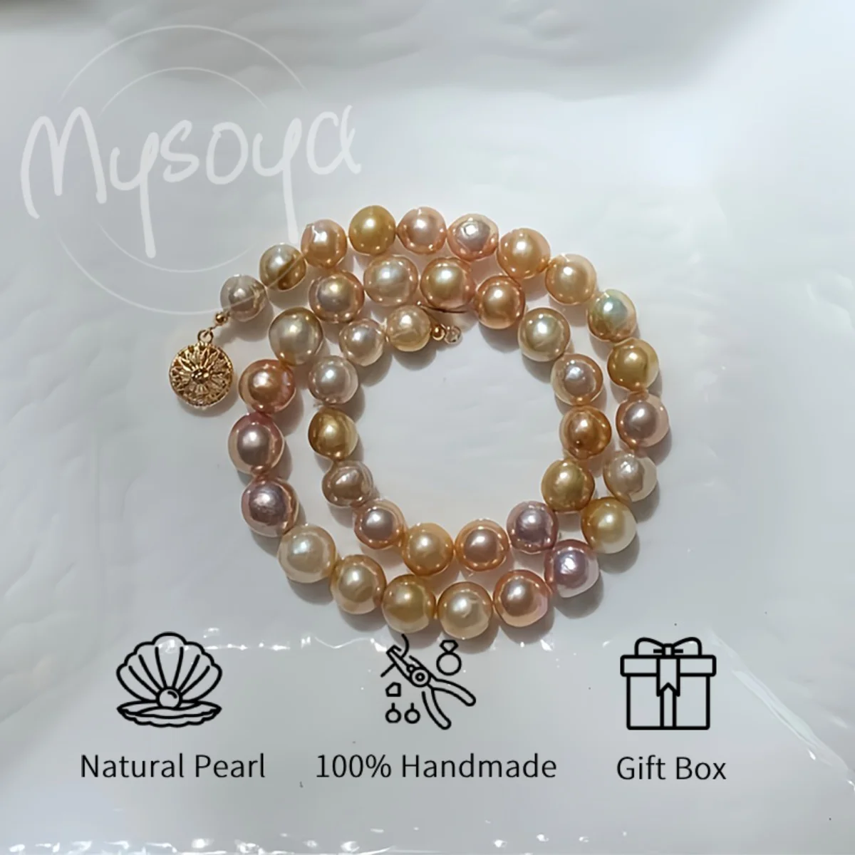 

MYSOYA 10-12mm Classic Pink Purple Edison Freshwater Pearls High Luster Gift Box Perfect Gift For Wedding Birthday Christmas