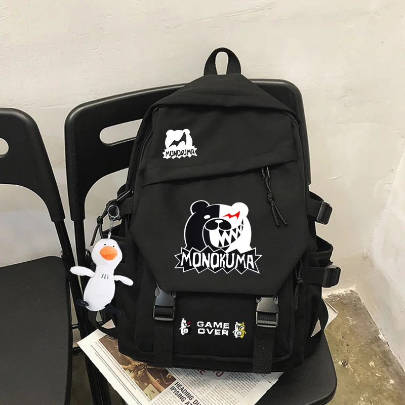 Imagem -03 - Anime Danganronpa Monokuma Mochila Casual Mulheres Homens Mochila Adolescente Meninos Bolsa de Escola Bagpack Bolsas de Viagem