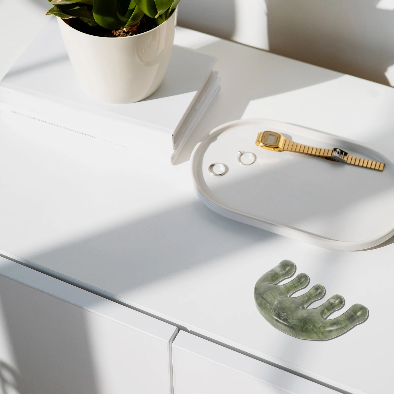 

Jade Comb Massage Headache Relief Wide Tooth Green Material Hair Care Styling Gua Jade Face Scraper Tool
