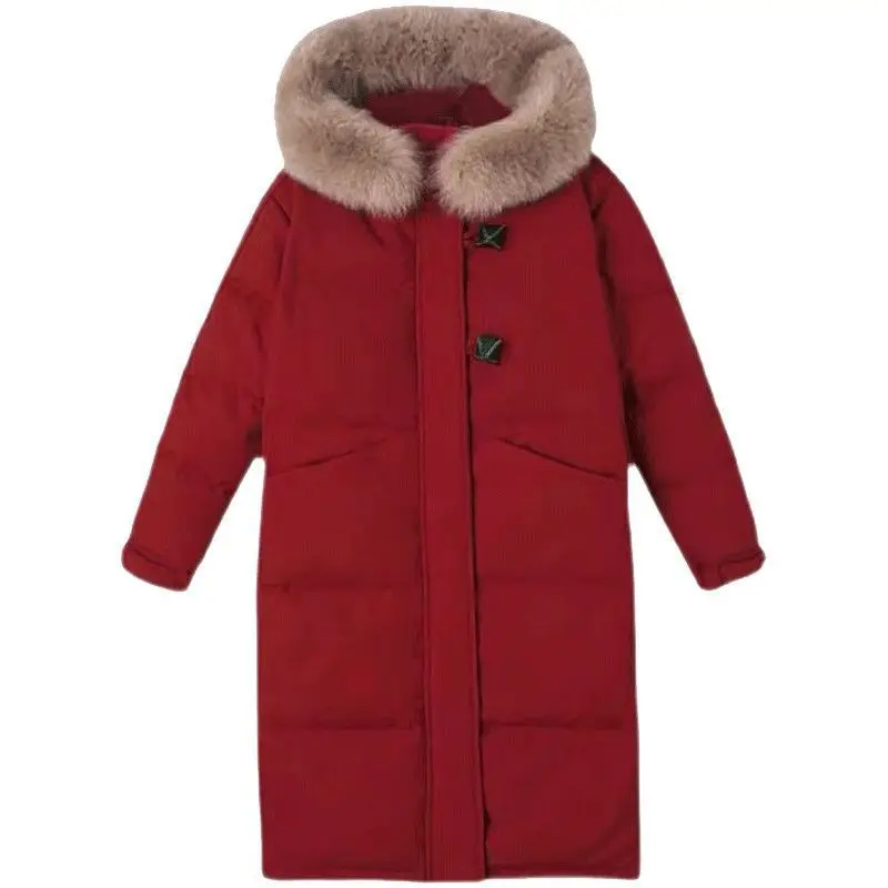 Down and Cotton Jacket Women's Knee Length 2024 New Fashionable Thick Winter Coat