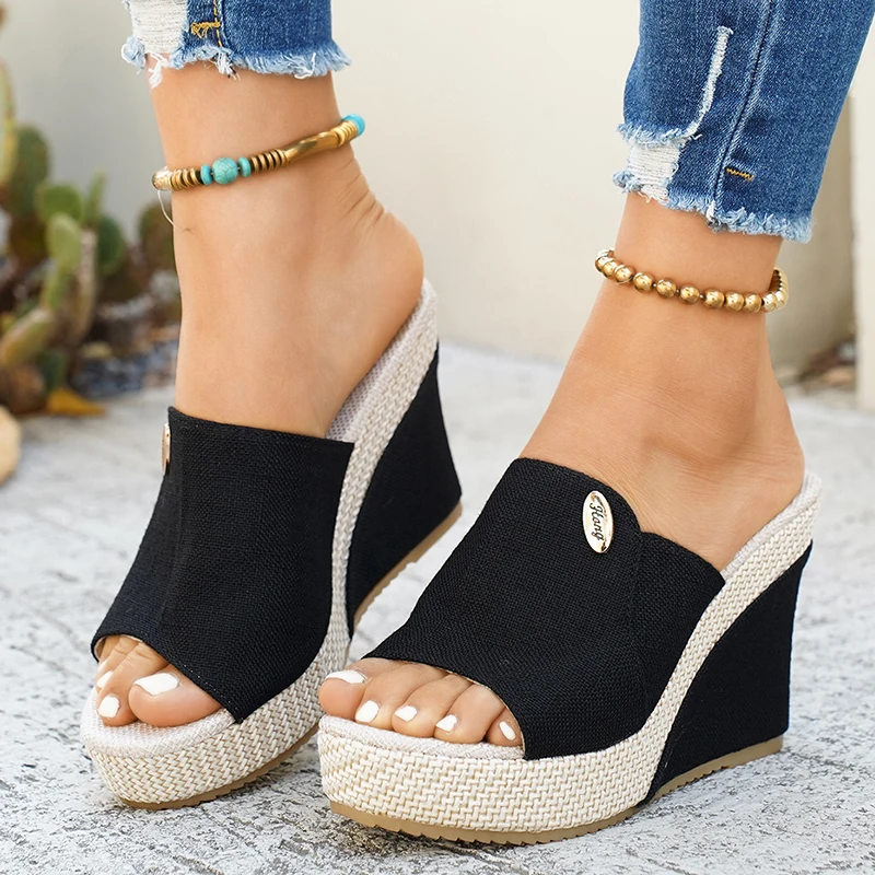 

Vinatge Chunky Platform Sandals Women 2026 Summer Peep Toe Wedges Slippers Woman Plus Size 42 Thick High Heels Sandles Female