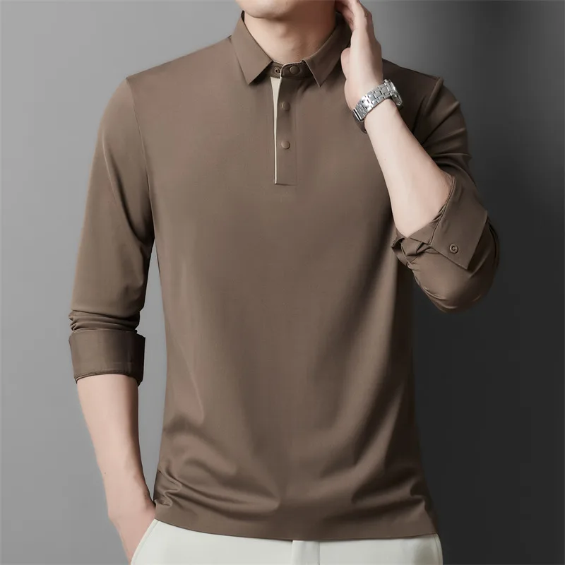 

Men's Solid Color Polo T-Shirt in Understated Luxury Style Black Brown White Royal Blue Tops Closely-knit Smooth Fabric Attire