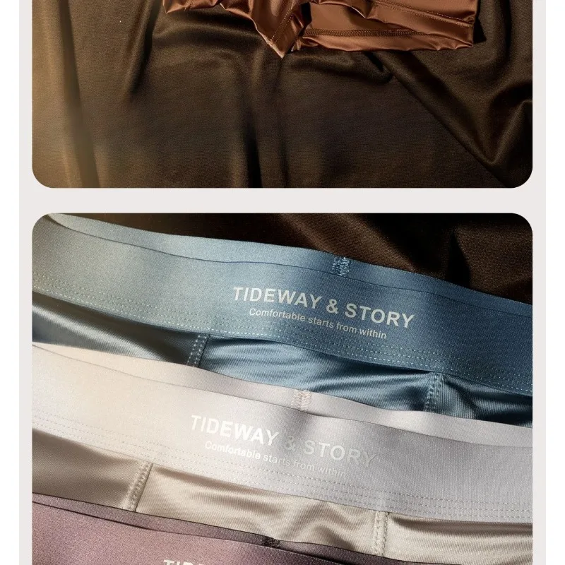 Satin Men's Underwear Men's Ice Silk Breathable Mulberry Silk Light Luxury Flat Angle Summer High-end Antibacterial Boxer Shorts
