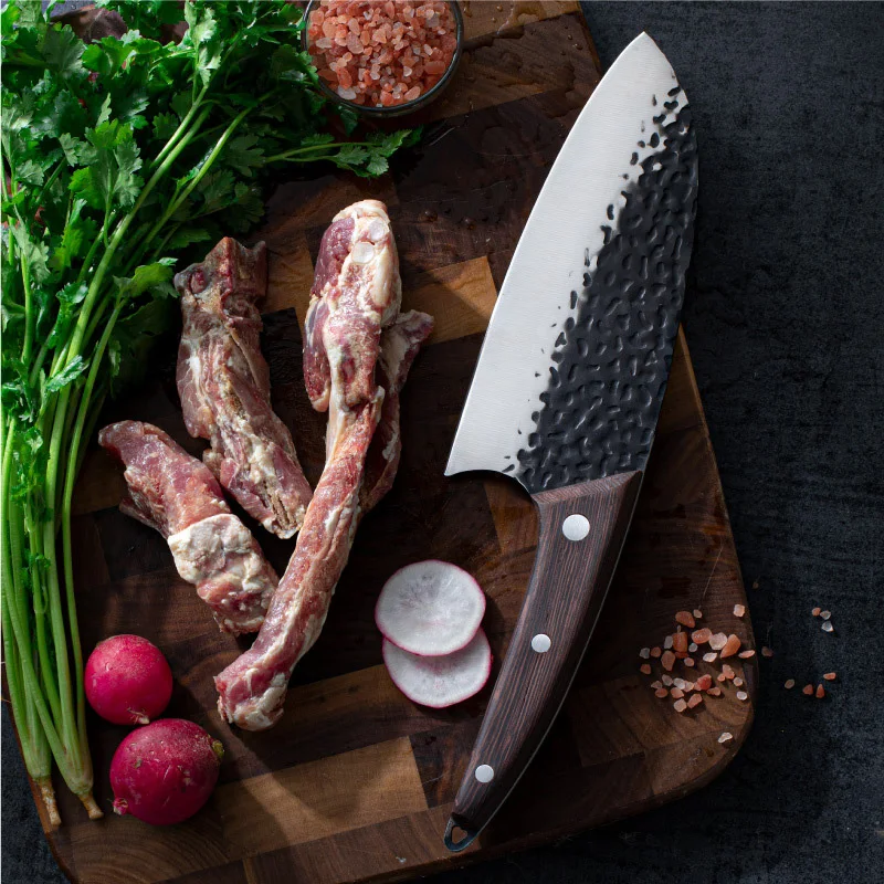 Butcher Boning Knife Handmade Blade Wood Handle Kitchen Knives Chef Cleaver Meat Fruit Chopping Vegetables Utility Slicing Knife