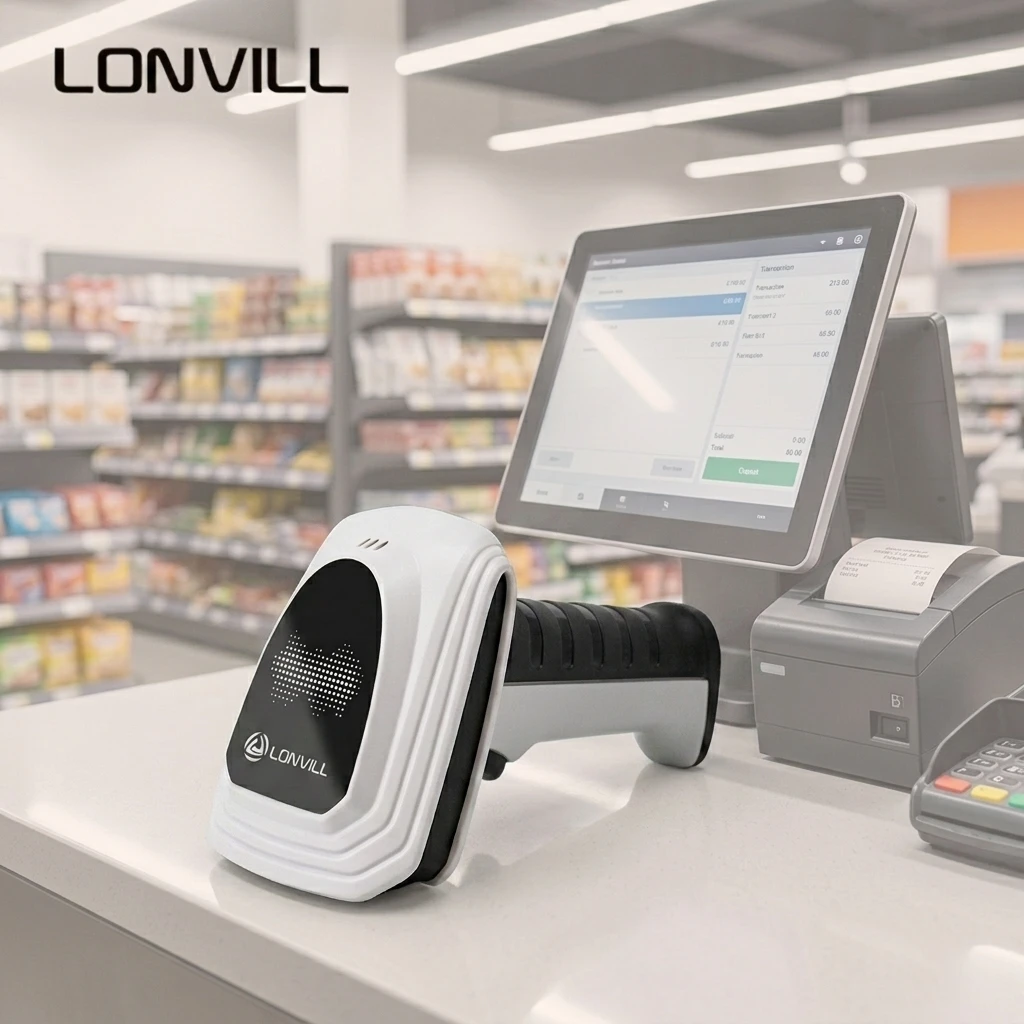 LONVILL 1.5m Drop Resistance IP54 Rugged Blue Tooth 2.4G Dual-Mode Wireless QR Code Reader for Retail POS