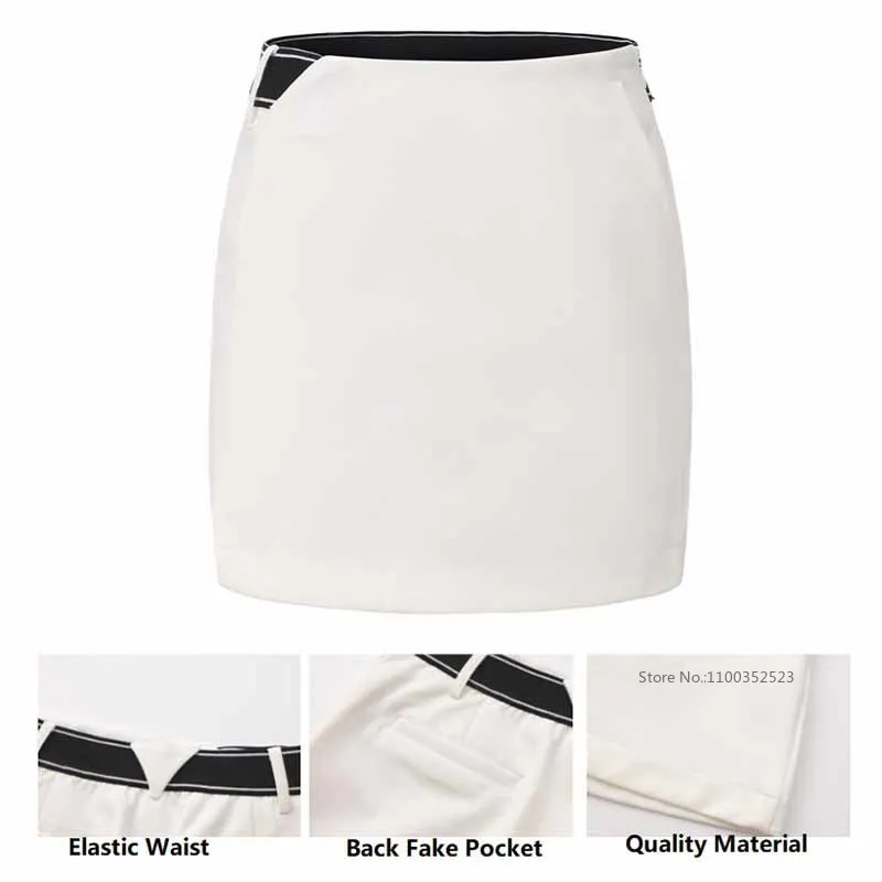 Ladies Elastic Pencil Golf Skirt High Waist A-lined Culottes Women Quick Dry Slim Skort with Short Workout Fitness Sportswear