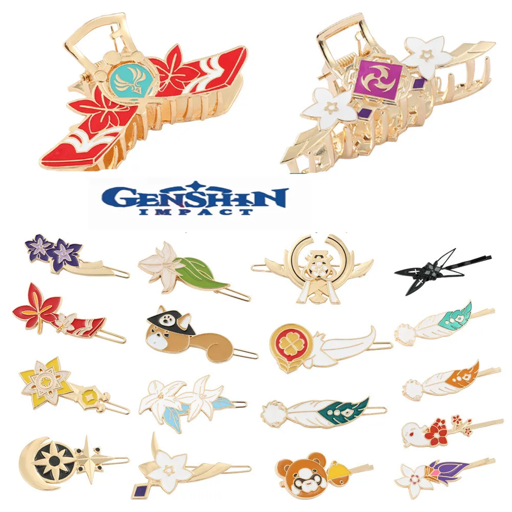 Wholesale 20PCS/Lot Game GS Impact Hairpin Metal Hair Pins Clips Jewelry Headwear Hairpins Anime Cosplay Gift For Girls