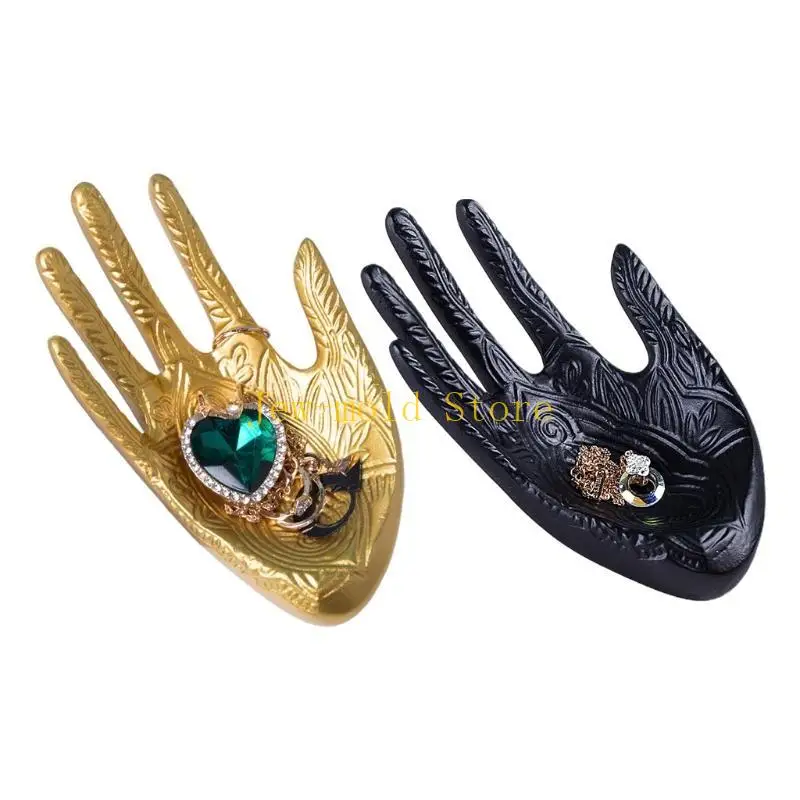 

C71B Polyresin Hand Jewelry Display Stand Support Holder Tower for Bracelet Necklace Watch Ring Tray, Black
