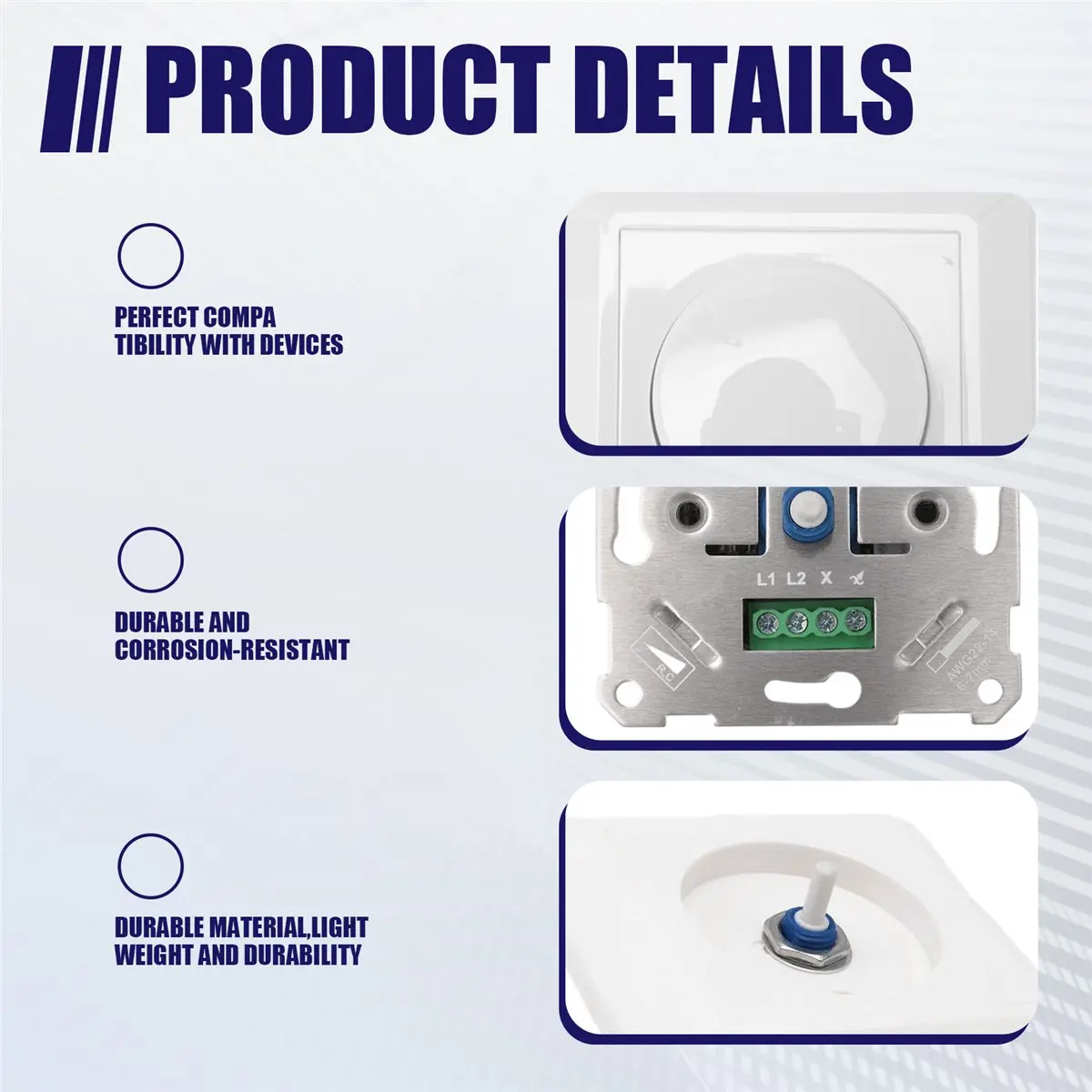 Budget-Friendly-LED Dimmer Switch 230V for Dimmable LEDs/ 5-200W with White Cover Plate