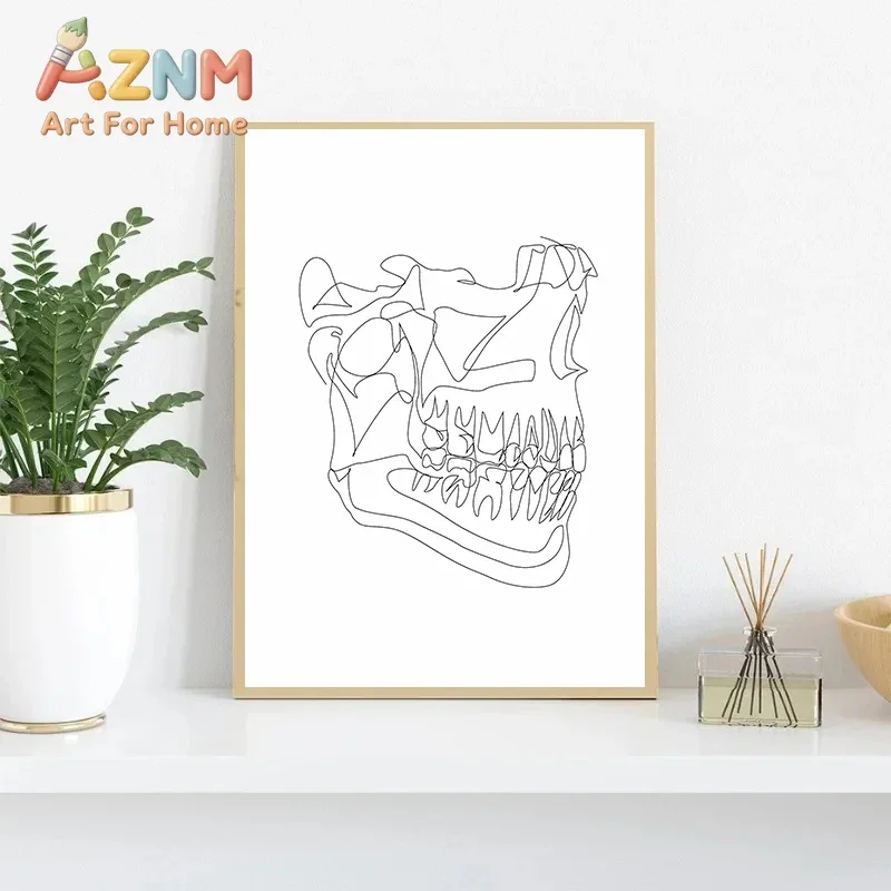 Human Anatomy Line Art Posters Bone Spine Skeleton Canvas Printing Minimalist Medical Wall Art Pictures for Clinic Office Decor
