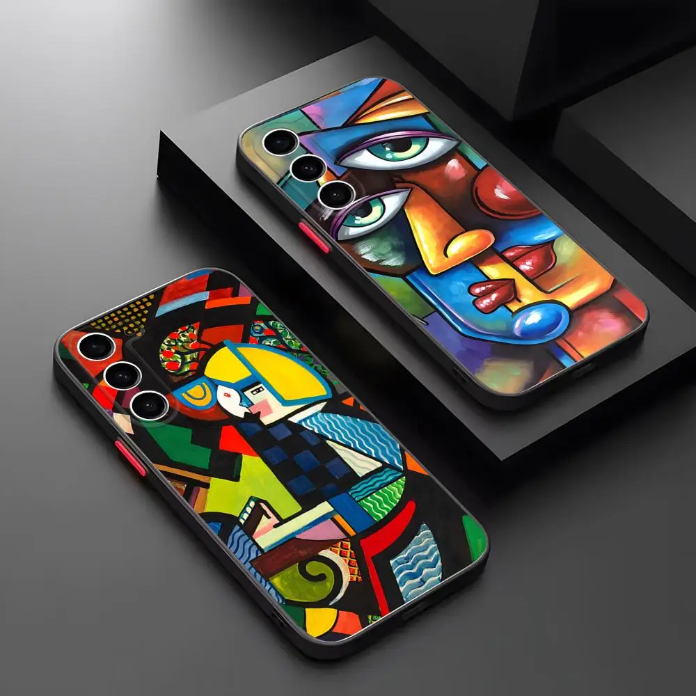 Funda de teléfono Pablo Ruiz Picasso mate transparente para Samsung S21 S22 FE S23 S24 Plus S25 Ultra contraportada