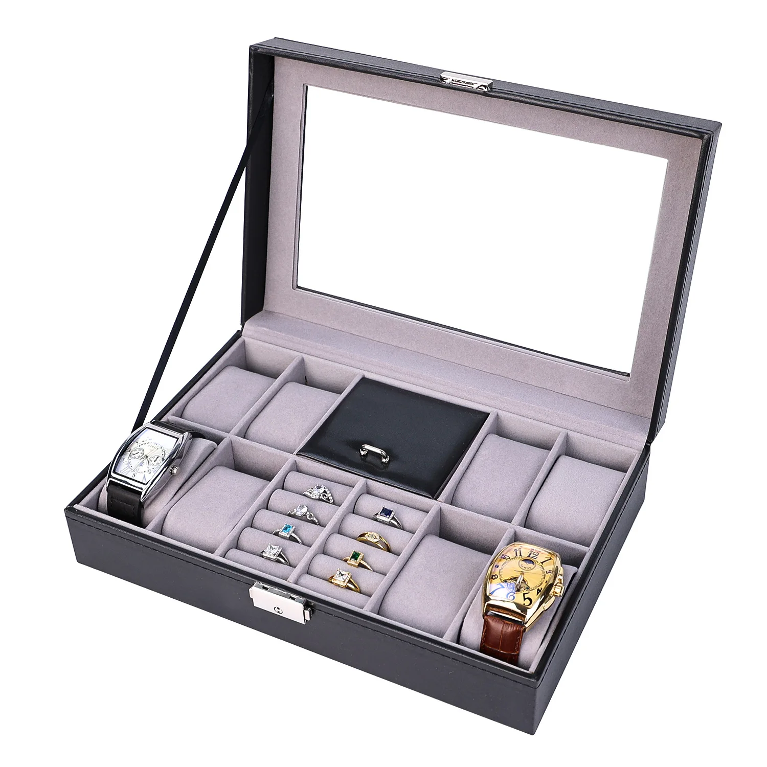 Best-selling large-capacity classic style home multi-functional jewelry, earrings, glasses and watch all-in-one storage box