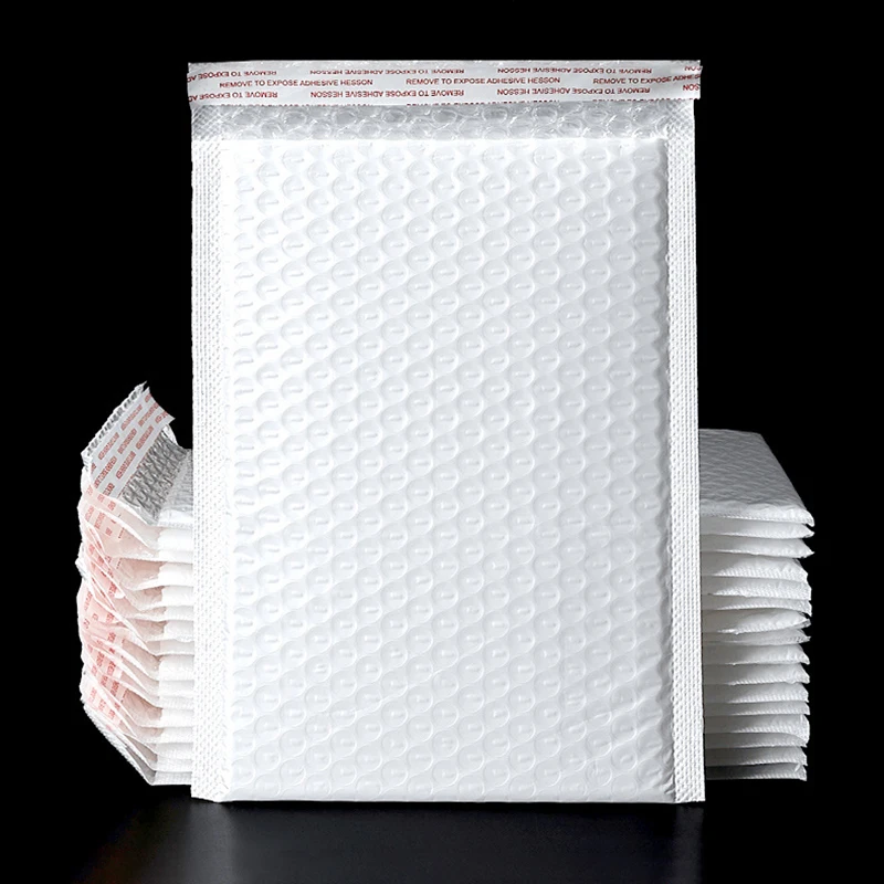 Sacs d'Enveloppe en Mousse Blanche Auto-scellants, Emballages d'Expédition Rembourrés avec Bulles, Lot de 20 Pièces