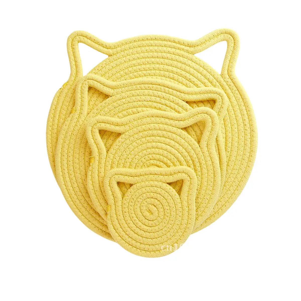 

Nordic Style Cotton Rope Woven Table Mat Anti-Scald Heat Insulation Cartoon Cat Dot Shape Thickened Place Mat in Various Colors
