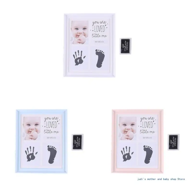 67JC Infant Photo Frame Footprint Picture Frame Baby Handprint PVC Photo Frame Birthday Gift Shower Party Supplies