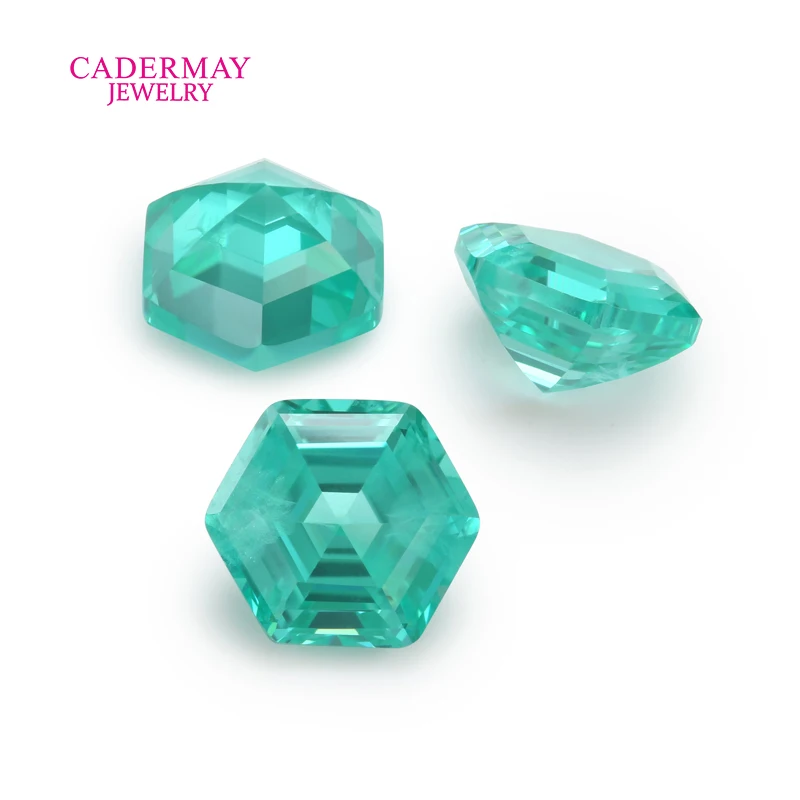 Paraiba สีเขียว Yttrium อลูมิเนียมโกเมน YAG อัญมณีหลวม 6x6 มม.รูปทรงหกเหลี่ยมสังเคราะห์ Paraiba หลวมสําหรับเครื่องประดับทํา