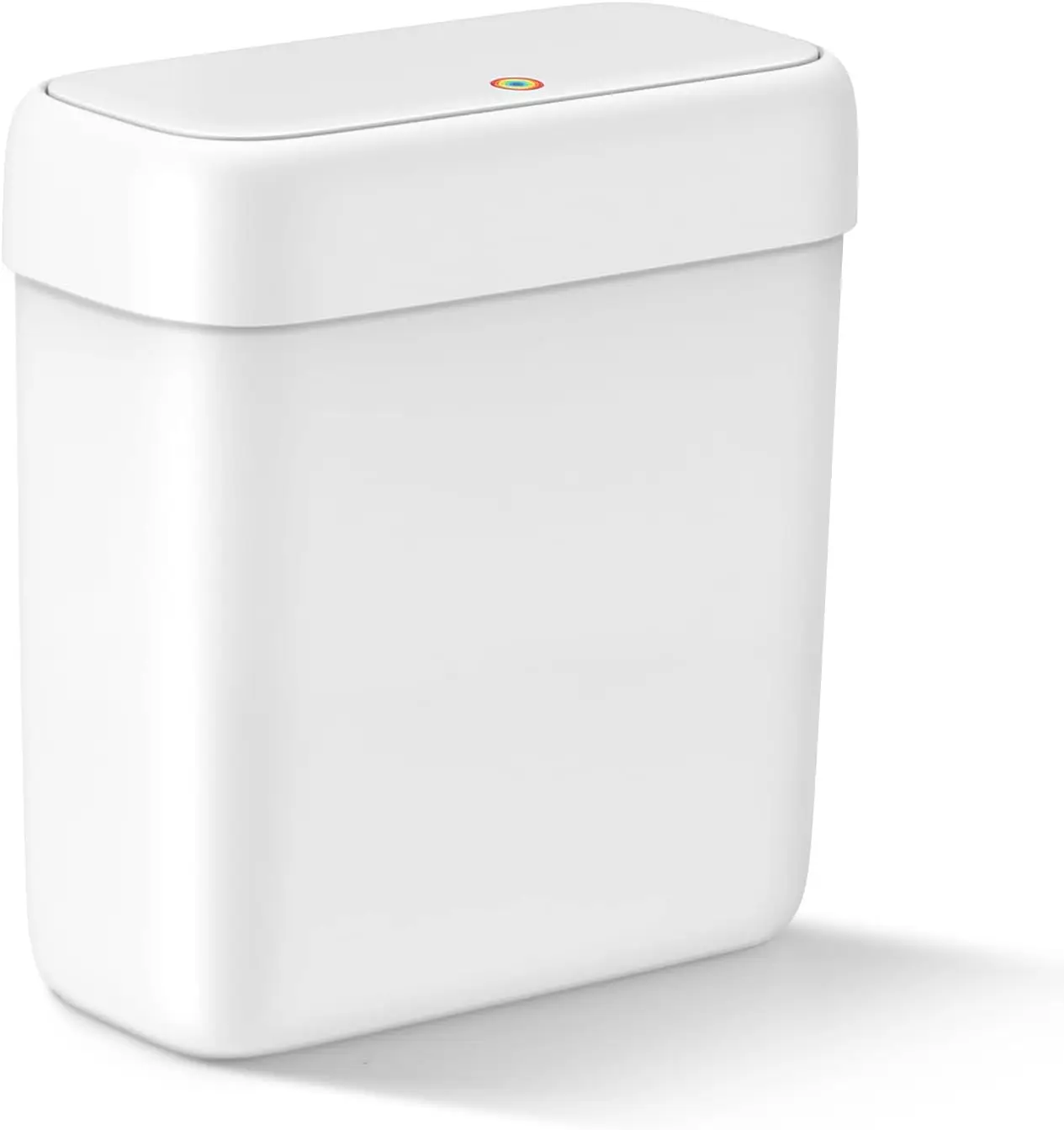 

Small Bathroom Trash Can with Lid, 2.6 Gallons / 10 L Slim Plastic Garbage Bin with Pop-Up Lid, Mini Waste Basket Can Dog Proof for Kitchen, Bedroom, Office, Laundry, Toilet, Rv, White