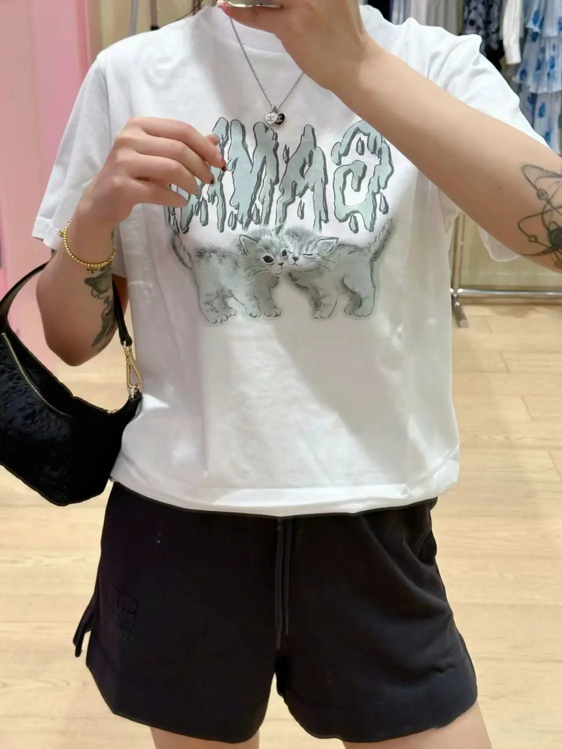 صيف جديد GN الكرتون المطبوعة القطن الخالص تي شيرت المرأة المد العلامة التجارية مزاجه فضفاضة قصيرة الأكمام #6