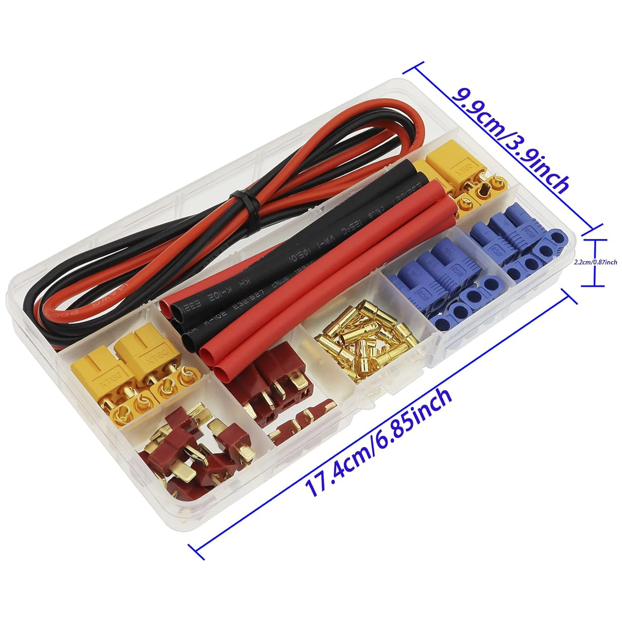 Adapter złączy męskich żeńskich XT60 / EC3 / Deans z przewodem silikonowym i rurkami termokurczliwymi do silnika akumulatorowego RC ESC Lipo