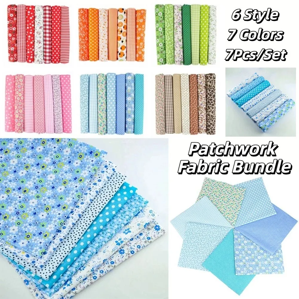 

7Pcs/set Pre-Cut Cotton Fabric Stash Colorful 50x50cm Patchwork Fabric Bundle Breathable Cotton Fabric